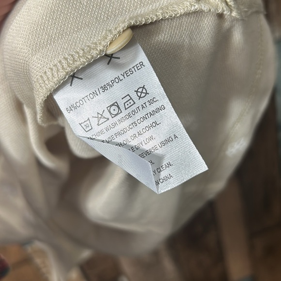 👕 Veboon Mens medium cream cotton flex polo shirt - Picture 11 of 15